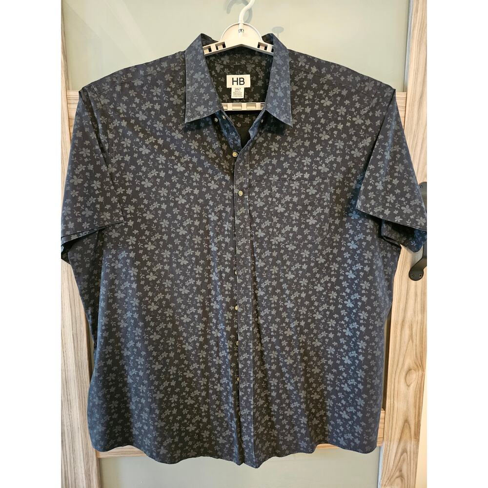 HB 3XLT Tall Camp Shirt Black Gray Like New